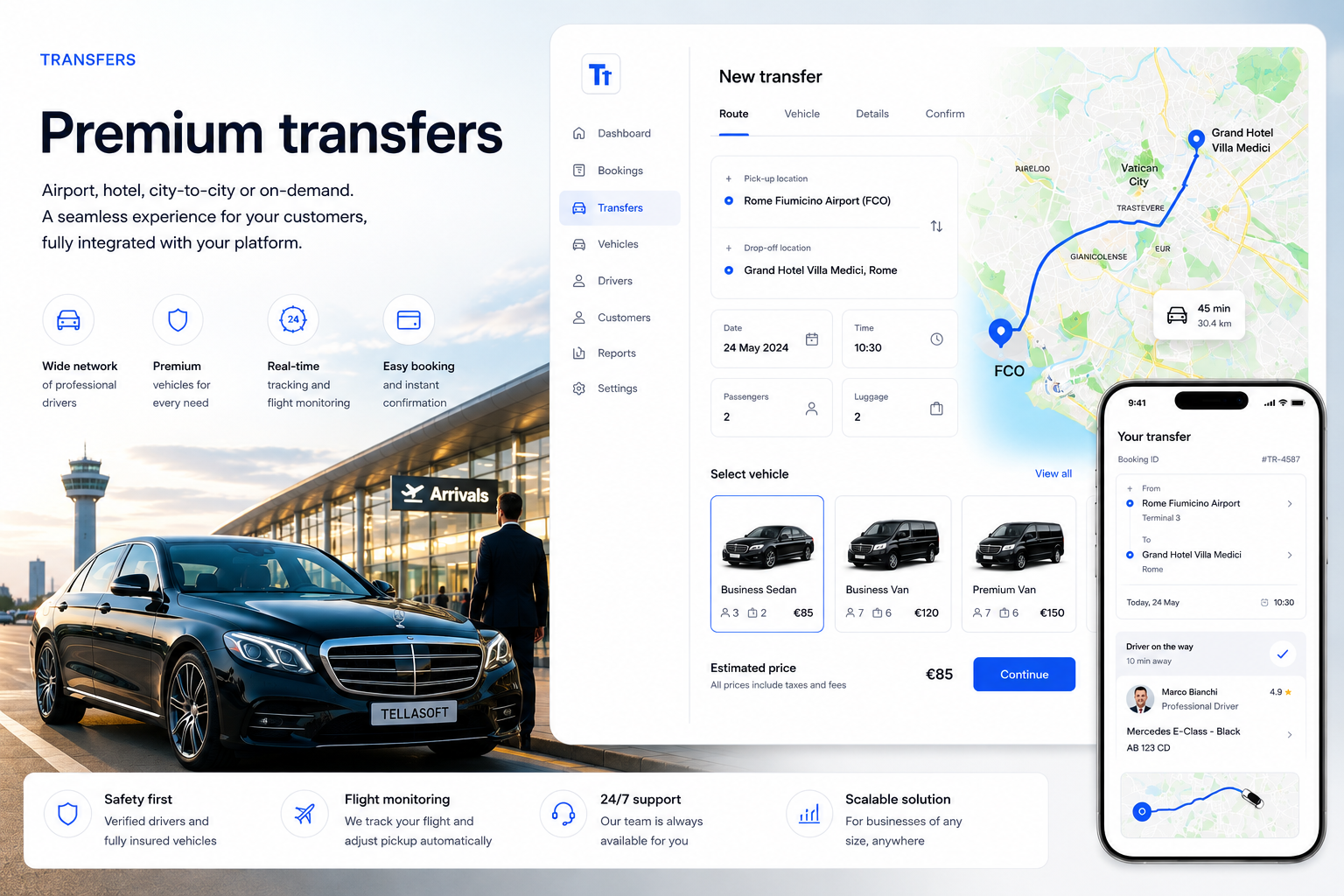 Soluções de mobilidade e transfer.